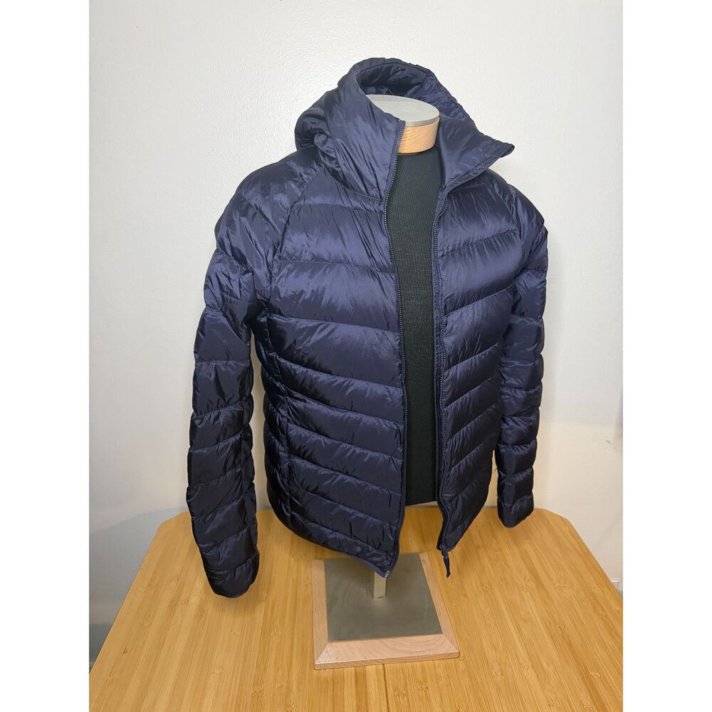 Uniqlo Ultra Light Down Hooded Jacket Navy Blue Men's Small - Broken Zipper